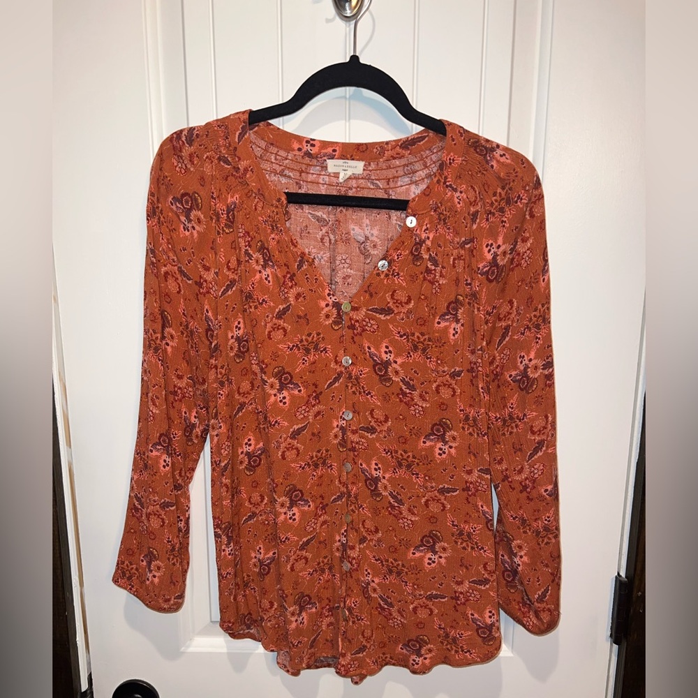 Women's Mason & Belle Dark Orange Floral Blouse